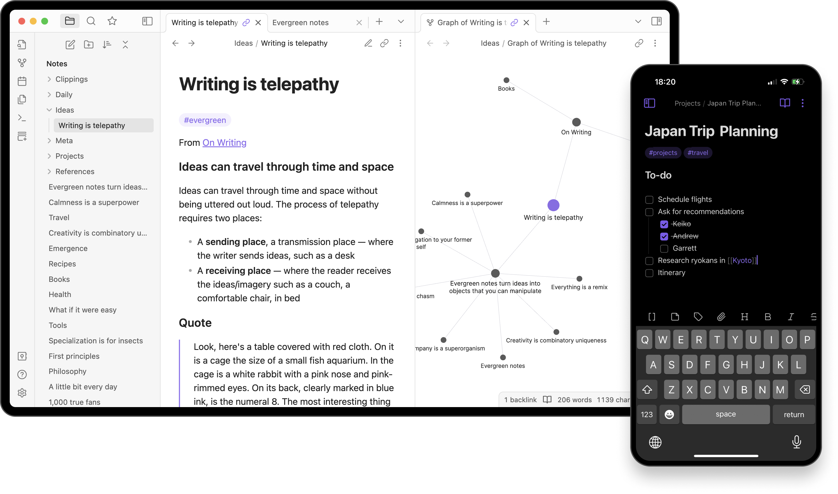 obsidian connected notes