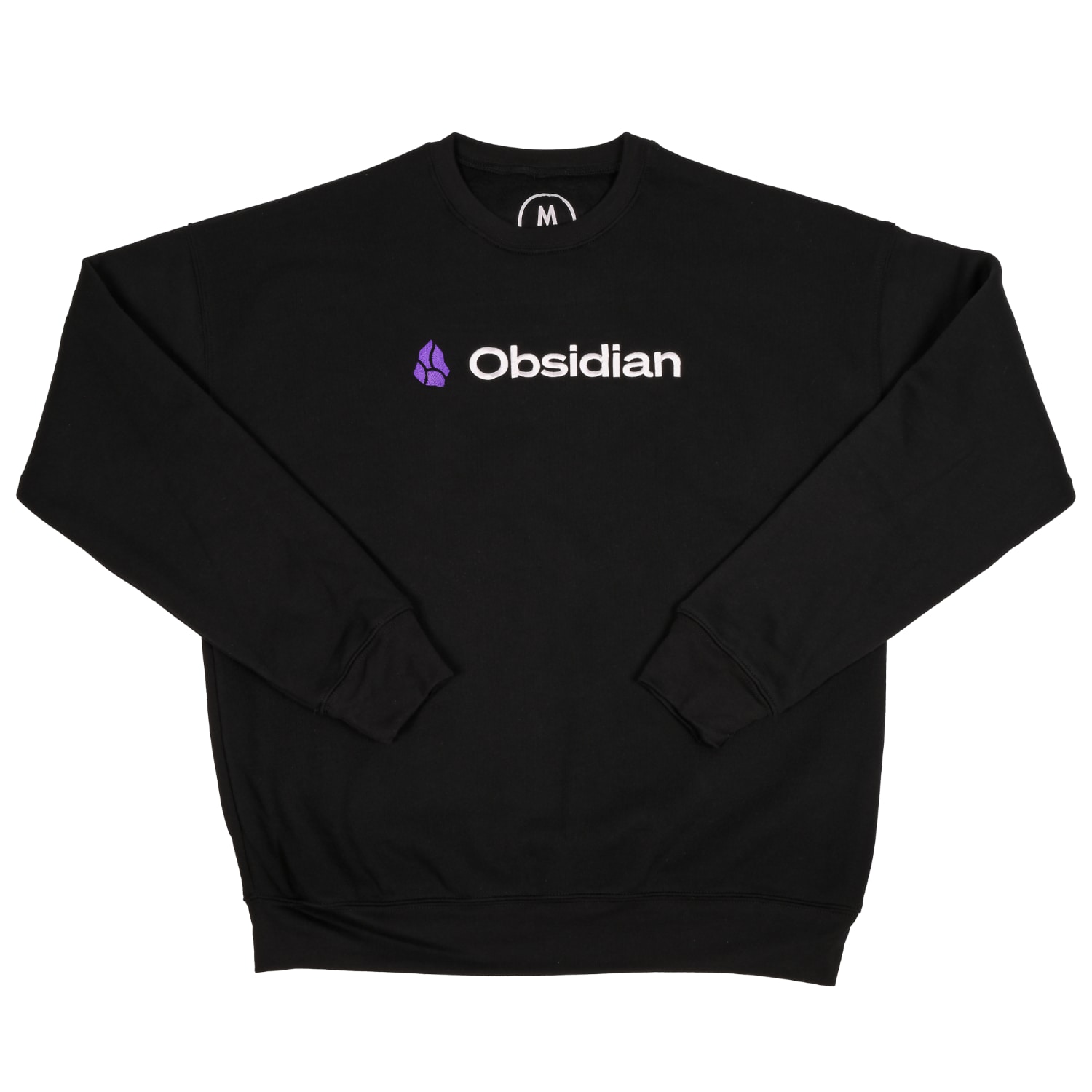 Obsidian  Black Crewneck Sweatshirt Closeup